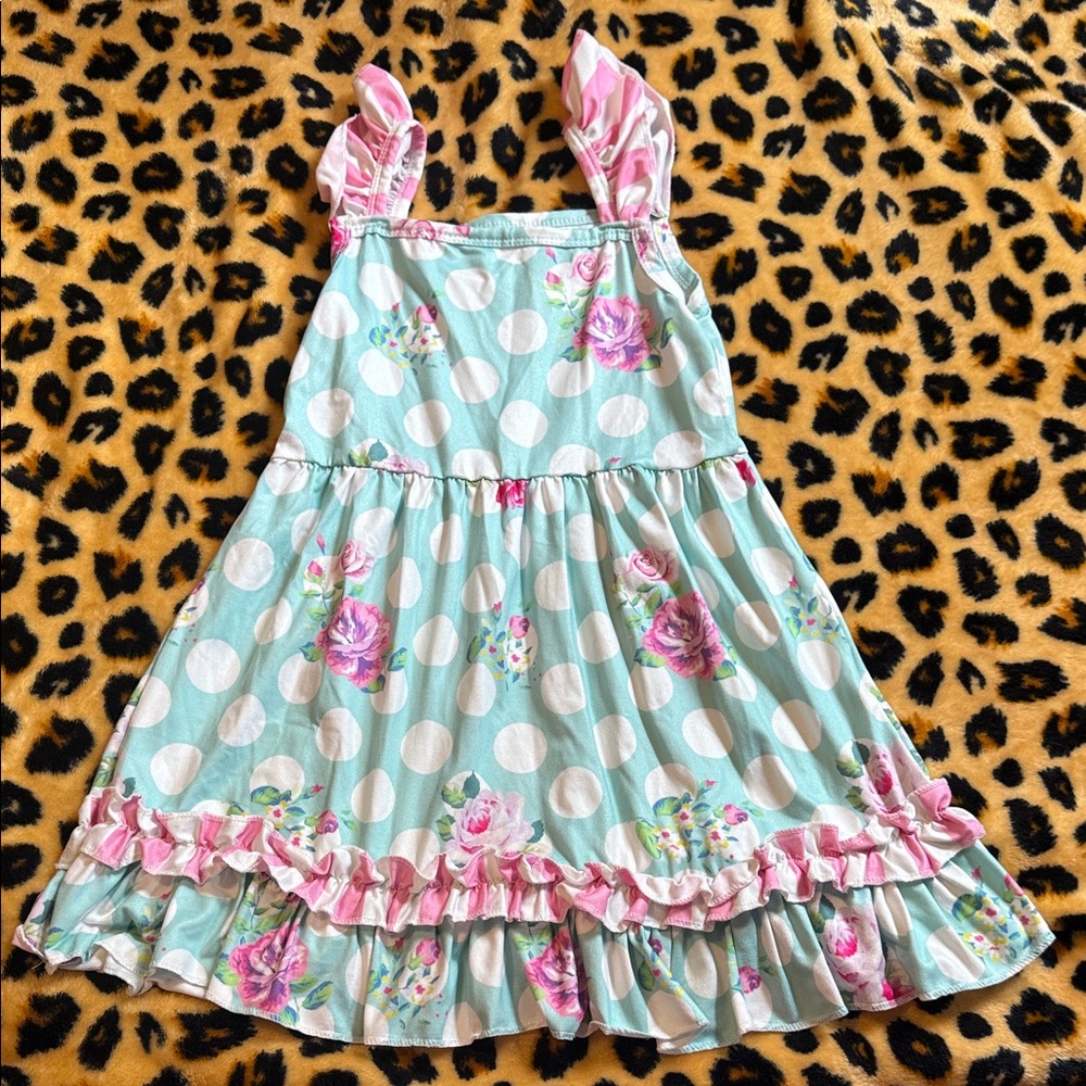 Floral Boutique Polka Dot Dress with Ruffle Trim